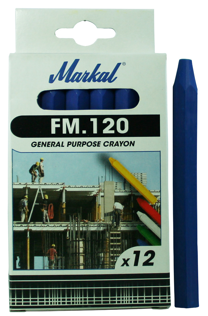 Мелок для древесины Markal FM 120×12мм 12шт/уп (синий)