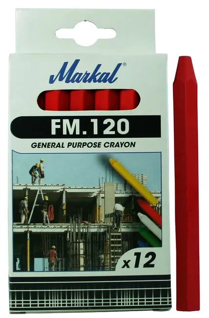Мелок для древесины Markal FM 120×12мм 12шт/уп (красный)